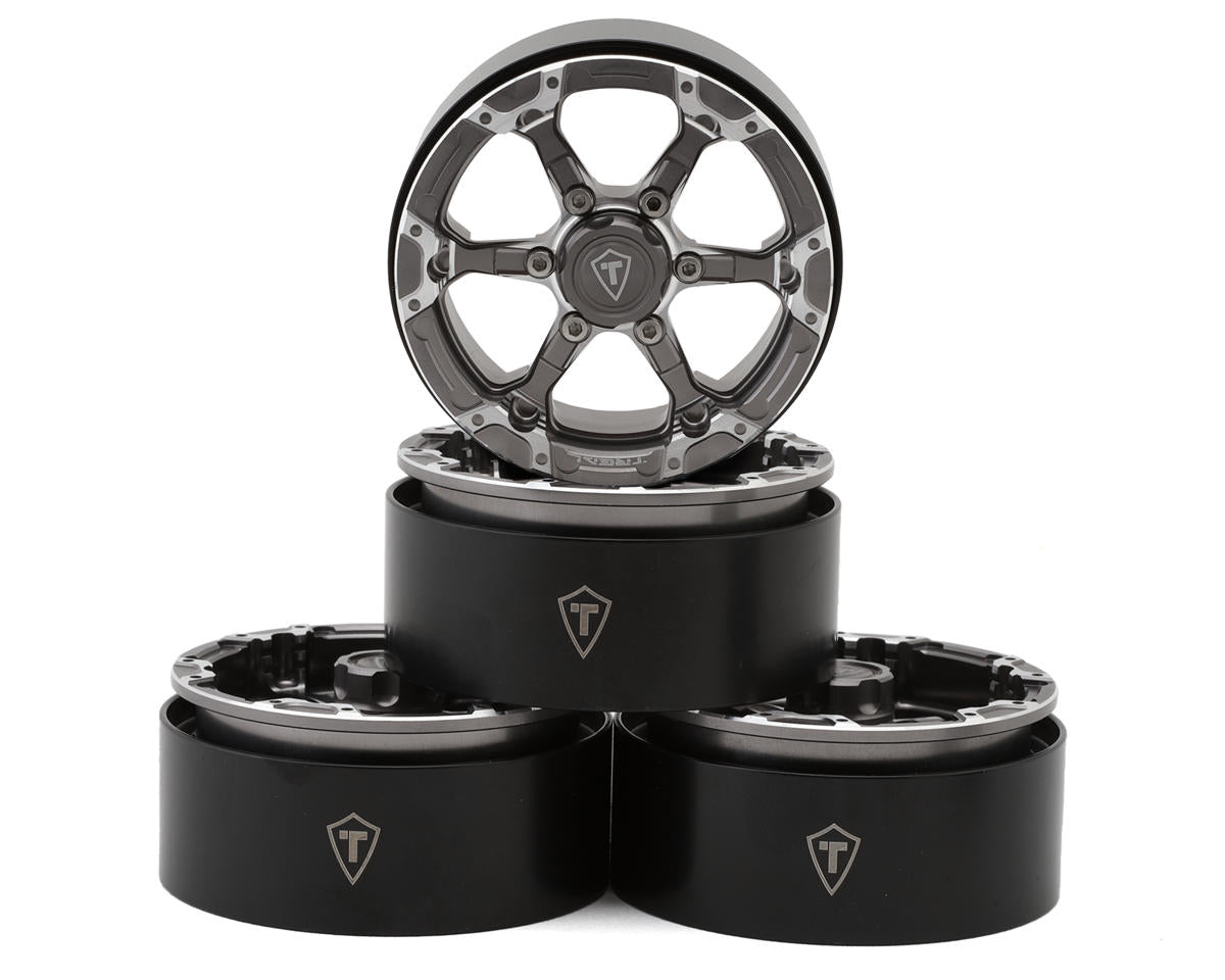 Treal Hobby Type 4P 1.9" 6-spoke Beadlock Wheels (Titanium) (4) TLHTWHEELS-03