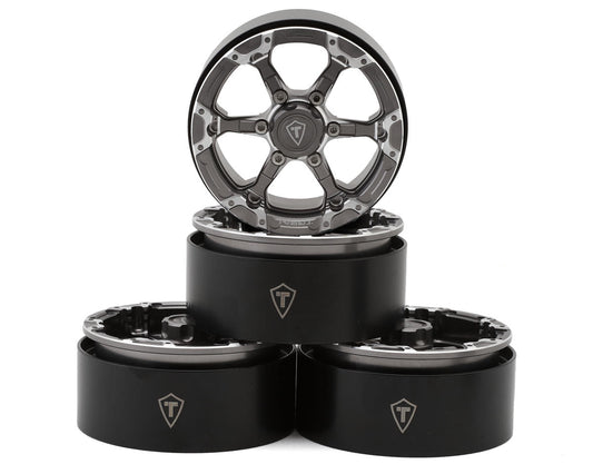 Treal Hobby Type 4P 1.9" 6-spoke Beadlock Wheels (Titanium) (4) TLHTWHEELS-03