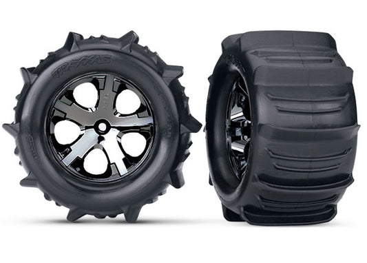 Traxxas All-star 2.8" Black Chrome Wheels & Paddle Tires (2) TRA3689