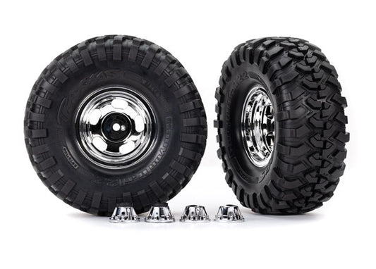 Traxxas 2.2" Slotted Chrome Wheels & Canyon Trail Tires (2) TRA8159X