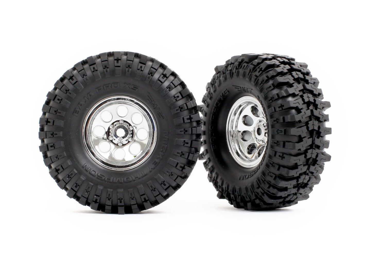 Traxxas 1.0" X 2.4" Chrome Wheels w/ MT Baja Pro Tires (2) TRA9873