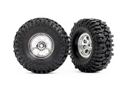 Traxxas 1.0" X 2.4" Chrome Wheels w/ MT Baja Pro Tires (2) TRA9873