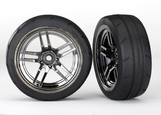 Traxxas 1.9" Black Chrome Front Wheels & Response Tires (2) TRA8373