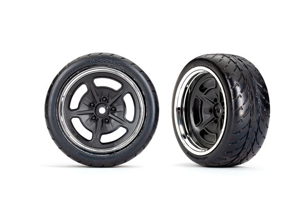 Traxxas 2.1" Black & Chrome Rear Wheels & Response Tires (2) TRA9373
