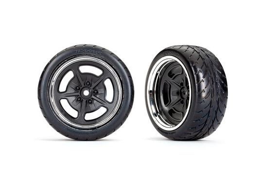 Traxxas 2.1" Black & Chrome Rear Wheels & Response Tires (2) TRA9373
