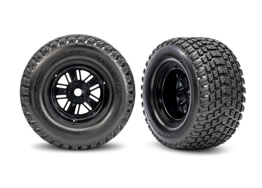 Traxxas Black Rear Funco Wheels & Gravix Tires (2) TRA10947