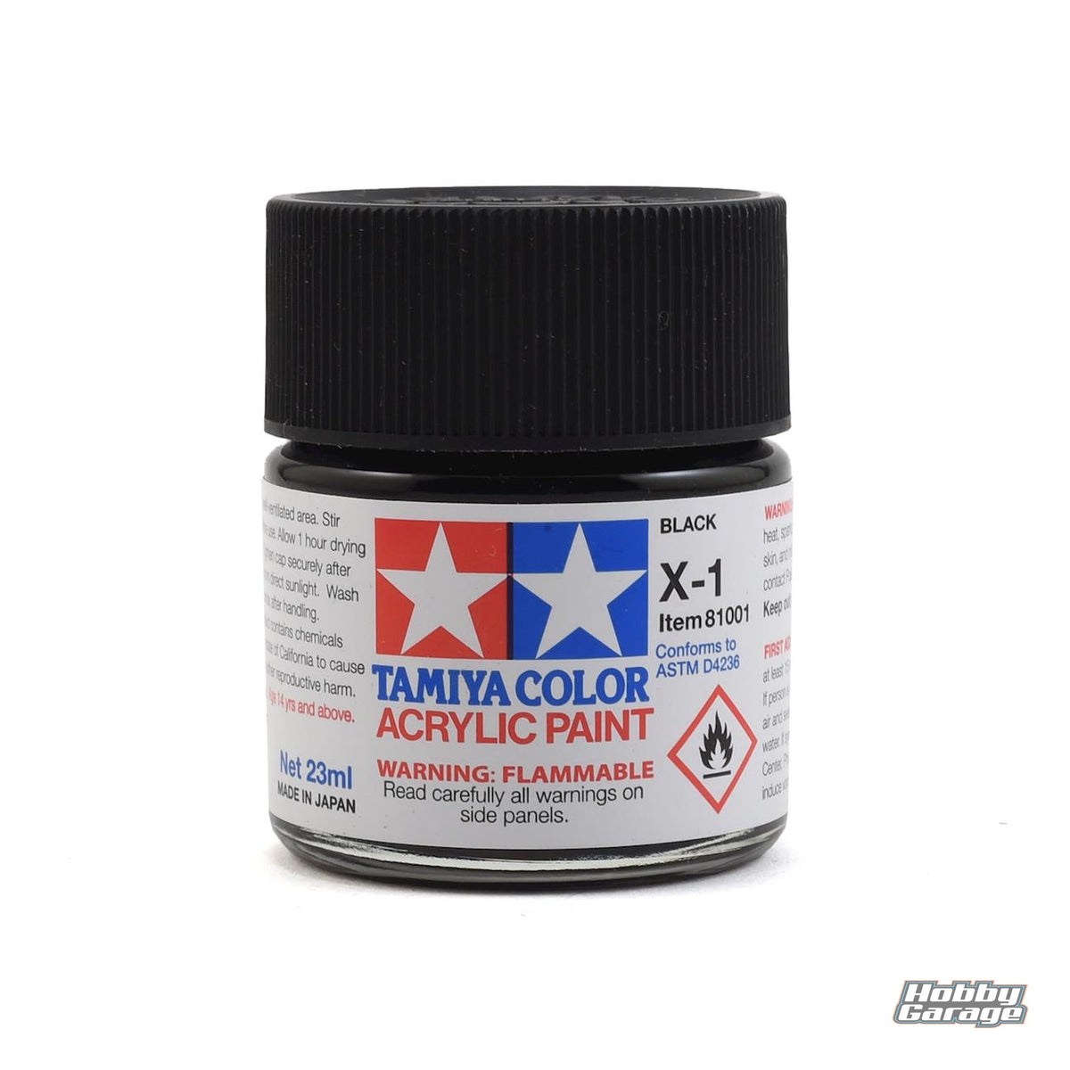 Tamiya X-1 Black Gloss Finish Acrylic Paint (23ml) TAM81001