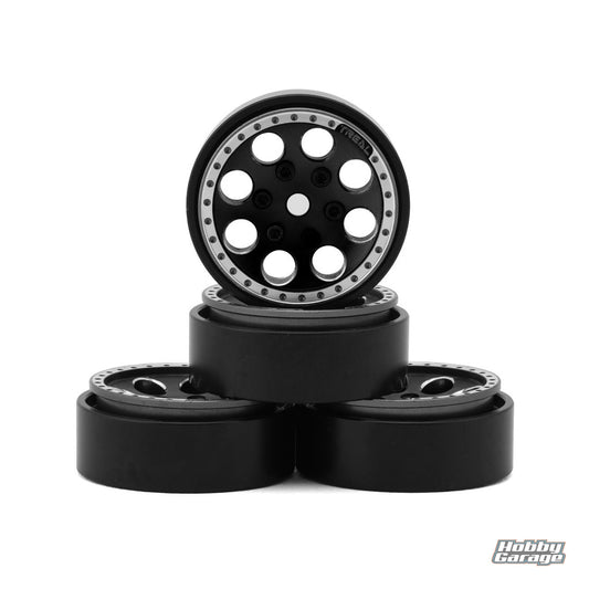 Treal Hobby 1.0" 8-Hole Beadlock Wheels (Black) (4) (22g) TLHTSCX24-25