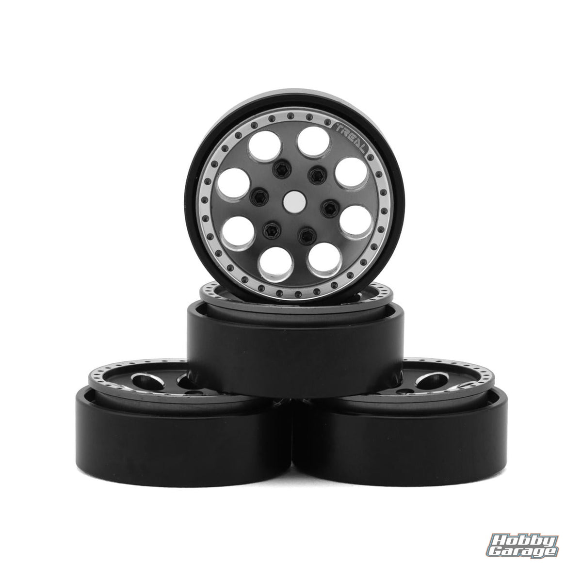Treal Hobby 1.0" 8-Hole Beadlock Wheels (Grey) (4) (22g) TLHTSCX24-27