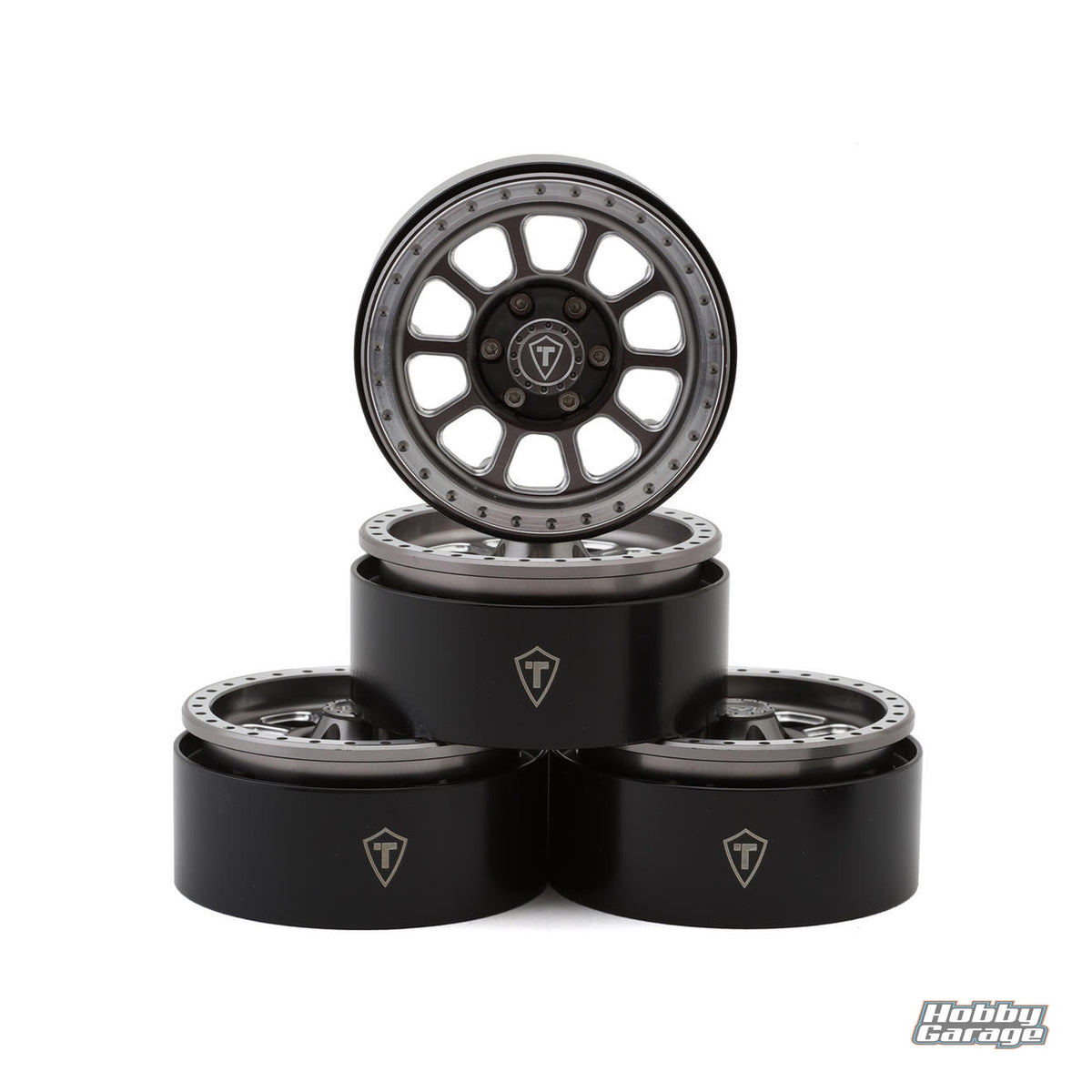 Treal Hobby 1.9" Type C Multi-Spoke Aluminum Crawler Beadlock Wheels (Titanium) TLHTWHEELS-07