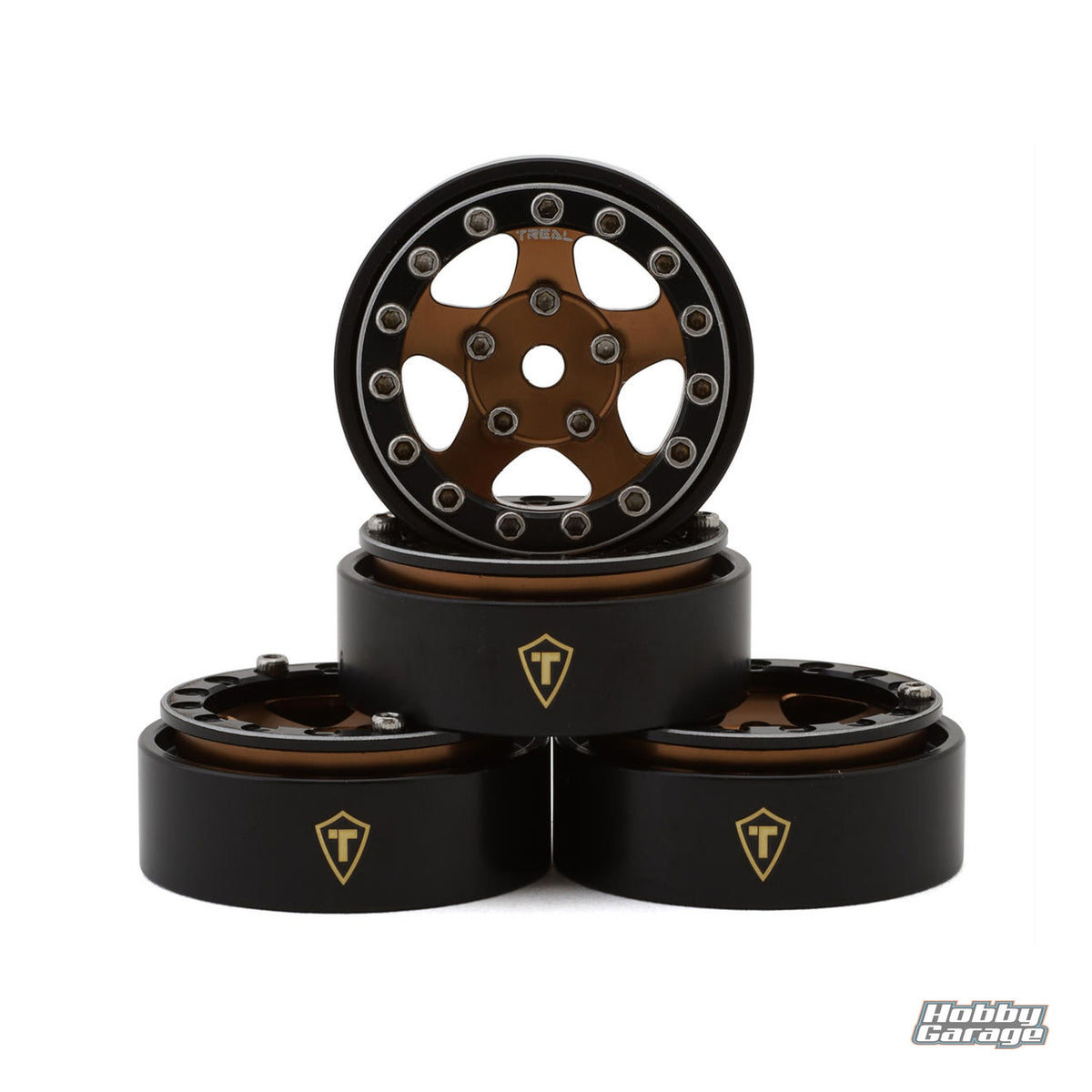 Treal Hobby Classic 5-Star 1.0" Beadlock Wheels (Black/Bronze) (4) (22.4g) TLHTSCX24-73