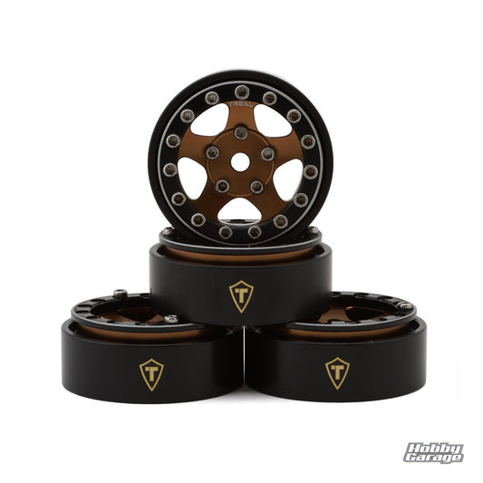 Treal Hobby Classic 5-Star 1.0" Beadlock Wheels (Black/Bronze) (4) (22.4g) TLHTSCX24-73