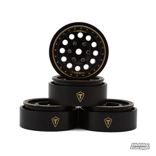 Treal Hobby Type A 1.0" 12-Hole Brass Beadlock Wheels (Black) (40g ea) (4) TLHTSCX24-140