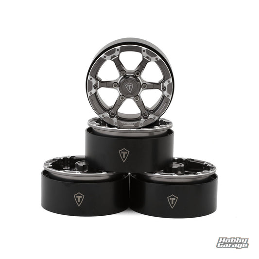 Treal Hobby Type 4P 1.9" 6-Spoke Beadlock Wheels (Titanium) (4) TLHTWHEELS-03