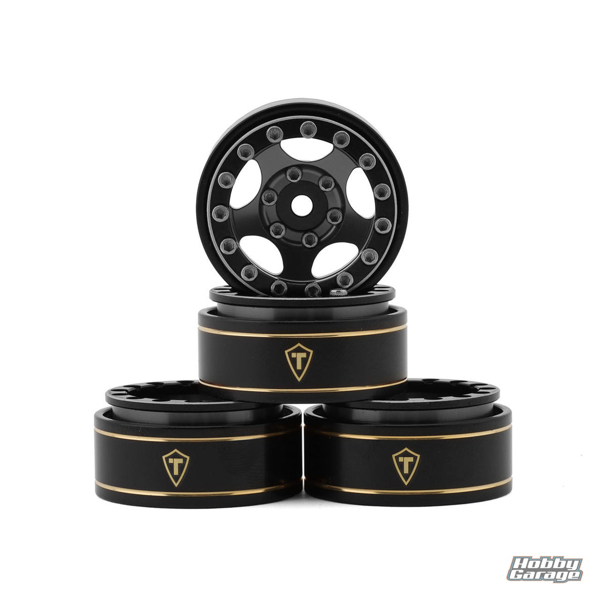 Treal Hobby Type B 1.0" 5-Spoke Beadlock Wheels (Black/Grey) (4) (22.4g) TLHTSCX24-45