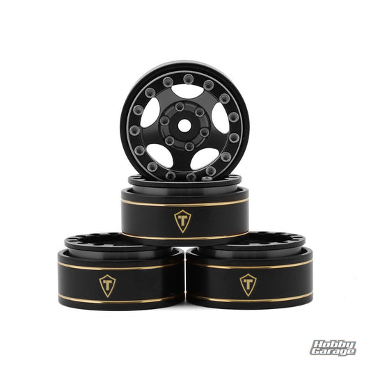 Treal Hobby Type B 1.0" 5-Spoke Beadlock Wheels (Black/Grey) (4) (22.4g) TLHTSCX24-45