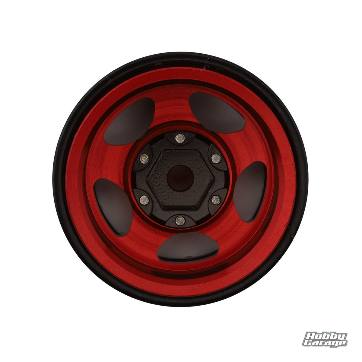 Treal Hobby Type B 1.0" 5-Spoke Beadlock Wheels (Black/Red) (4) (22.4g) TLHTSCX24-46