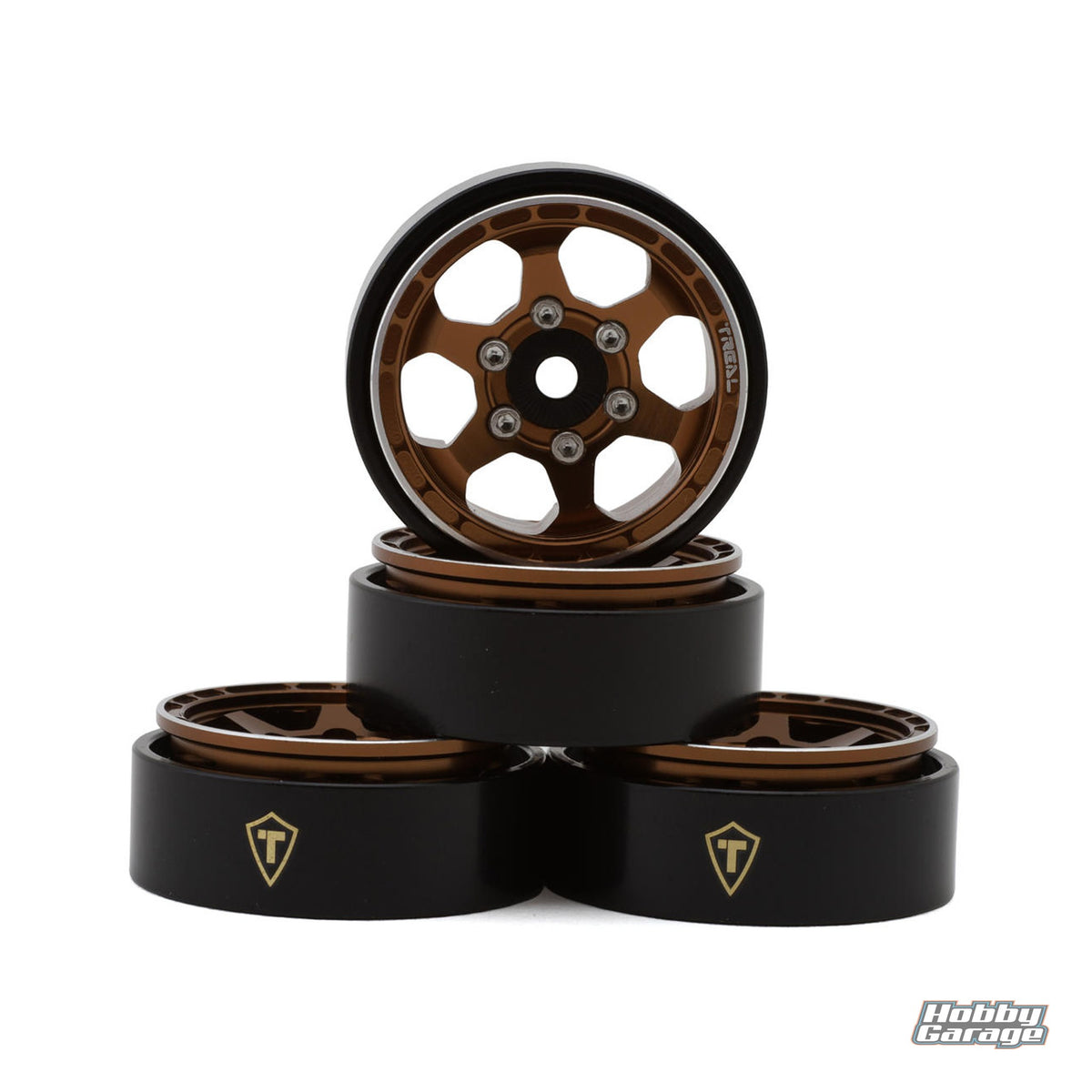 Treal Hobby Type D 1.0" Concave 6-Spok Beadlock Wheels (Bronze) (4) (21.2g) TLHTSCX24-150