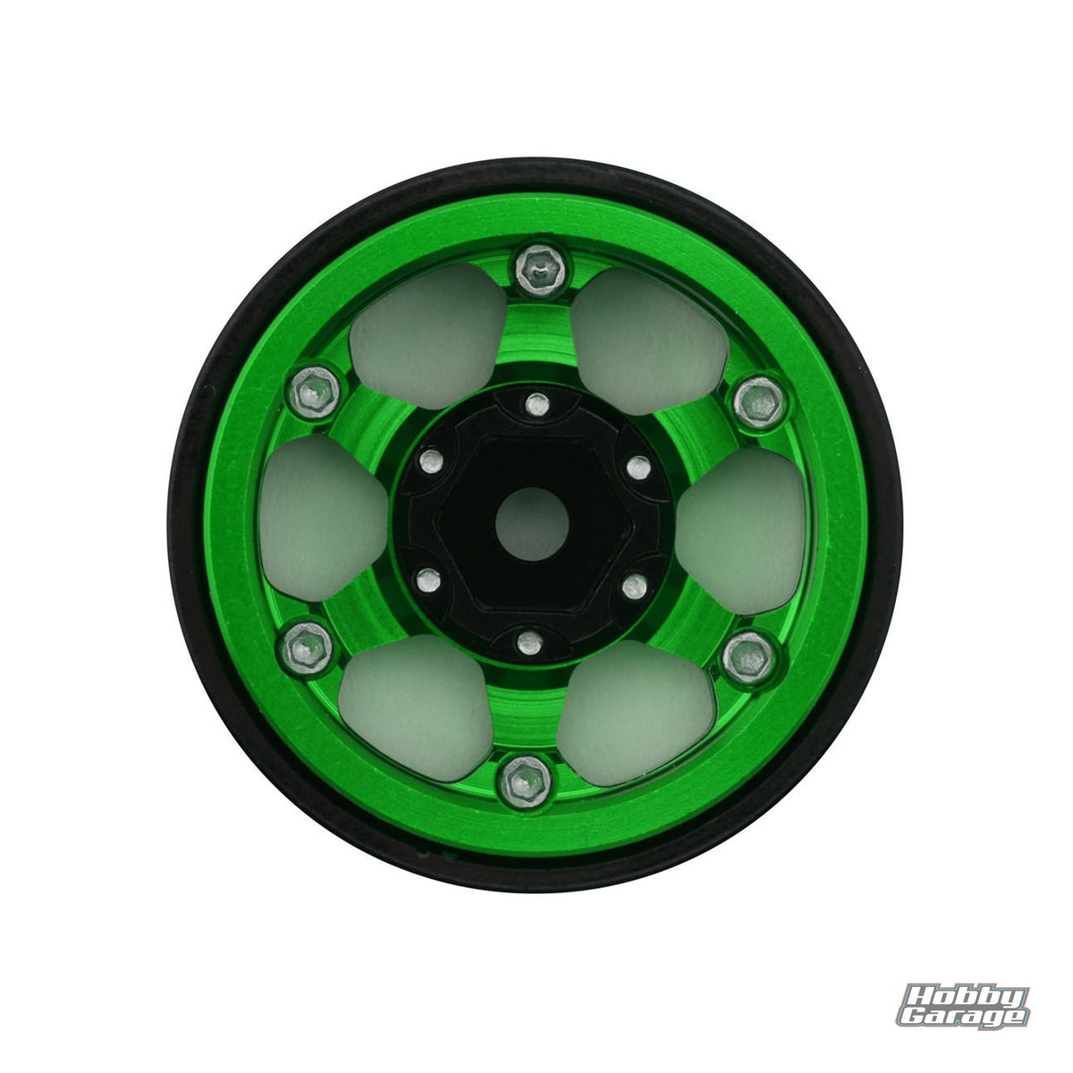 Treal Hobby Type D 1.0" Concave 6-Spoke Beadlock Wheels (Green) (4) (21.2g) TLHTSCX24-152