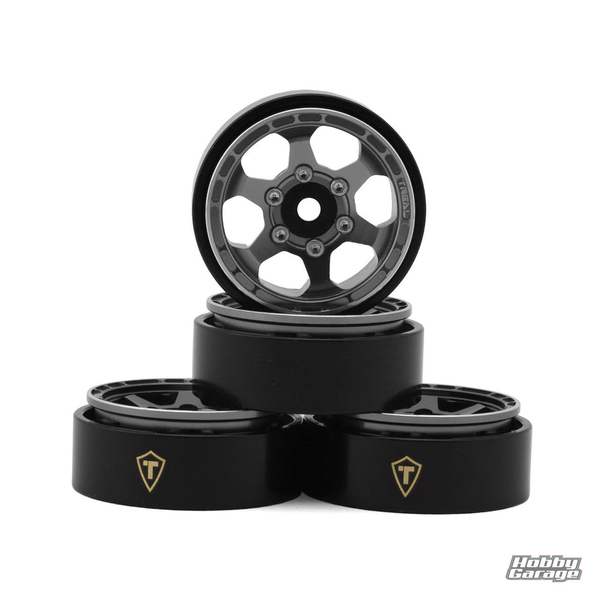 Treal Hobby Type D 1.0" Concave 6-Spoke Beadlock Wheels (Grey) (4) (21.2g) TLHTSCX24-151