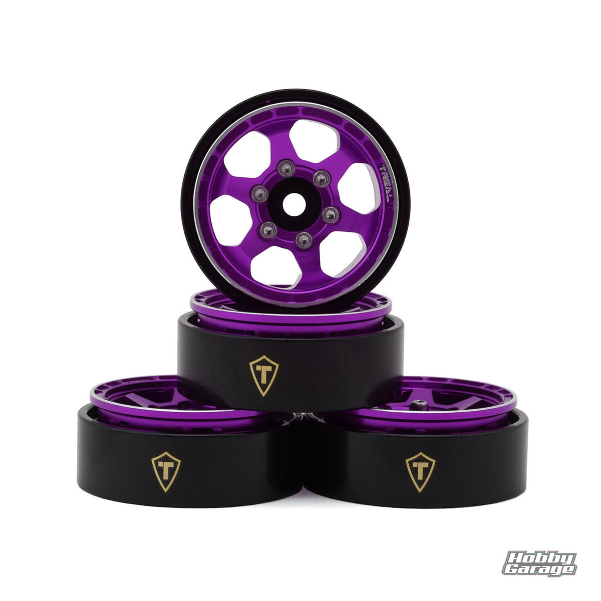 Treal Hobby Type D 1.0" Concave 6-Spoke Beadlock Wheels (Purple) (4) (21.2g) TLHTSCX24-153