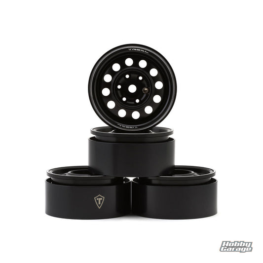 Treal Hobby Type I 1.9" Vintage 12-Hole Beadlock Wheels (Black) (4) TLHTWHEEL-97