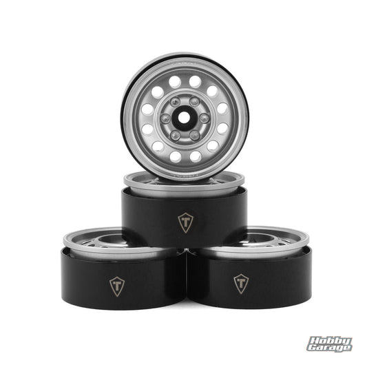 Treal Hobby Type I 1.9" Vintage 12-Hole Beadlock Wheels (Silver) (4) TLHTWHEEL-99