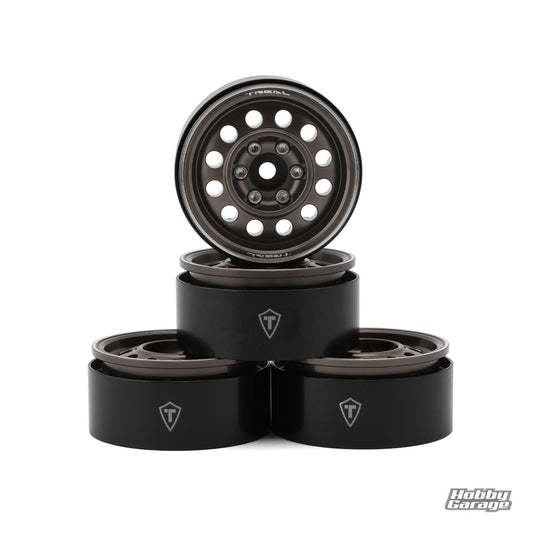 Treal Hobby Type I 1.9" Vintage 12-Hole Beadlock Wheels (Titanium) (4) TLHTWHEEL-100