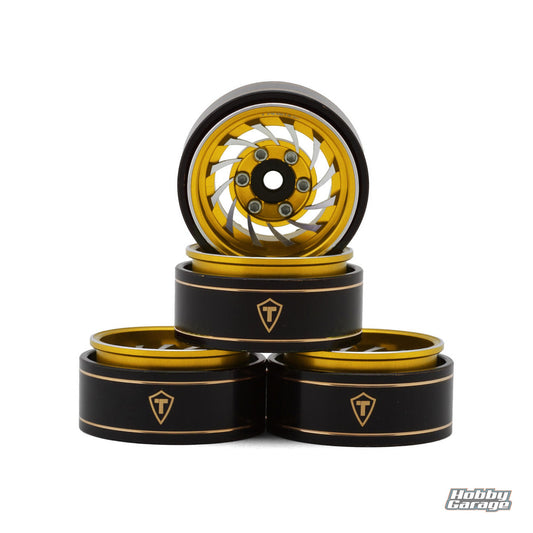Treal Hobby Type L 1.0" Aluminum Cyclone Beadlock Wheels (Gold) (4) (27.5g ea) TLHTSCX24-273