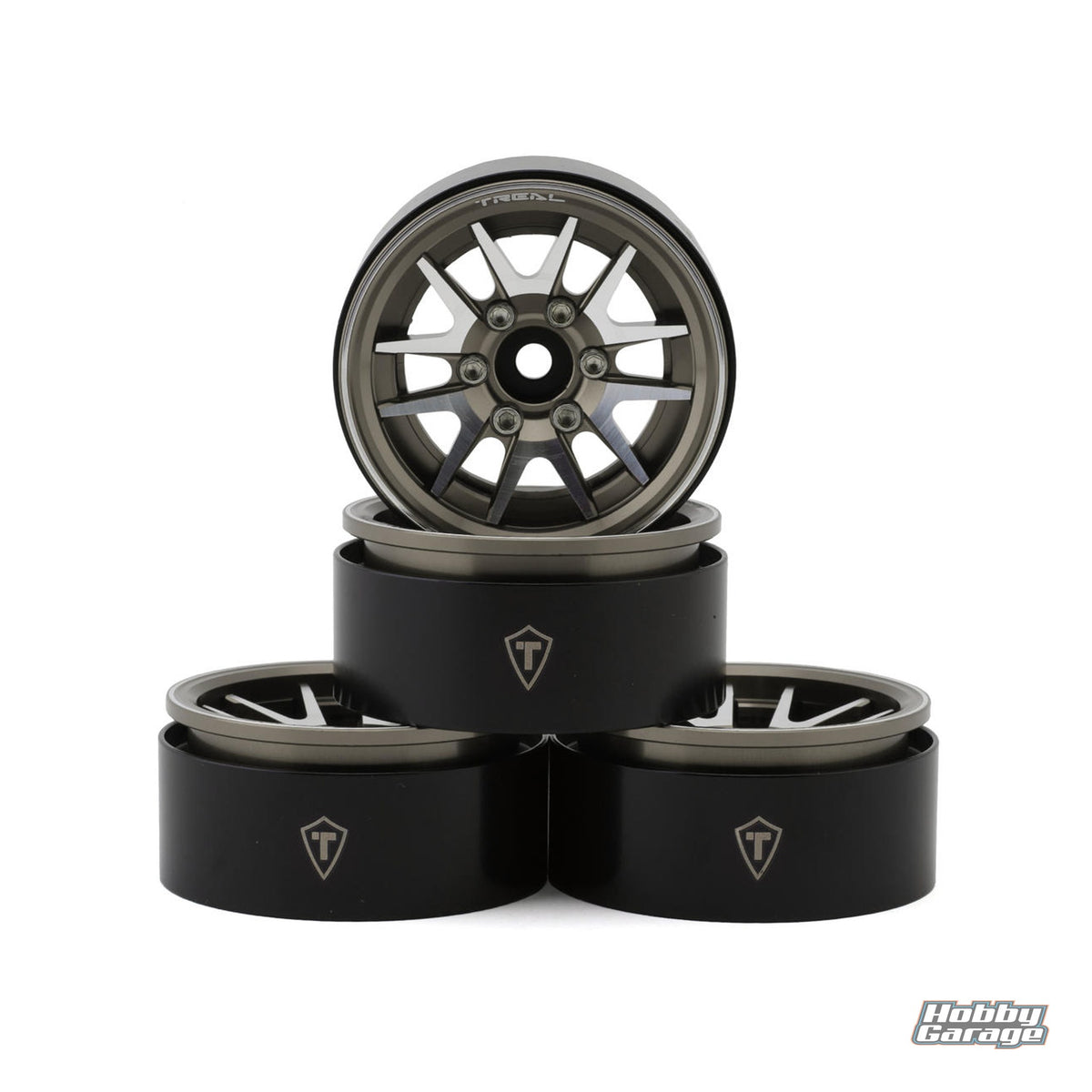 Treal Hobby Type L 1.9" V-Spoke Beadlock Wheels (Titanium) (4) TLHTWHEEL-96